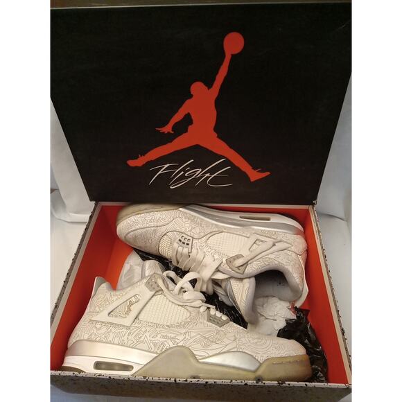 Nike Men's Size 14 Air Jordan 4 Retro Laser Retro Laser White 705333-105